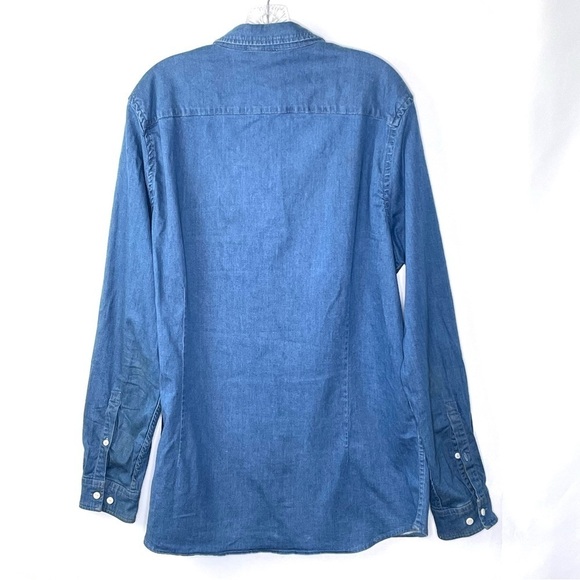 Asos Men's Chambray Denim Causal Button Down Collared Shirt Sz XXL - Picture 5 of 7